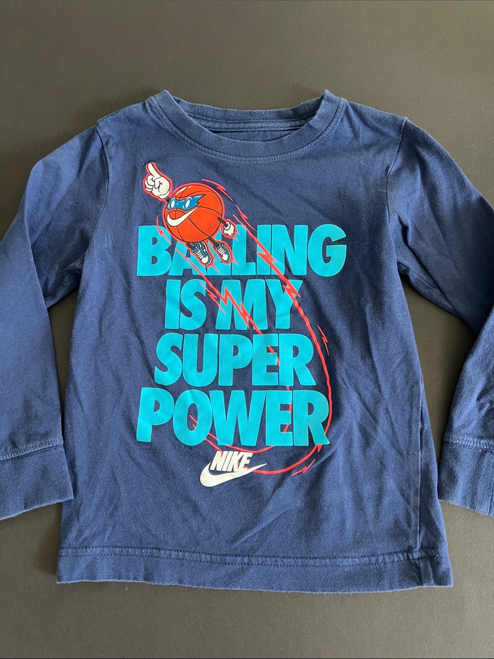 Nike Kids Navy Long-Sleeve Tee with Turquoise & Red Graphic